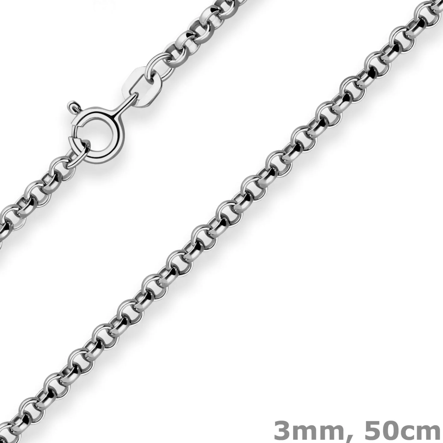 3mm Erbskette Silberkette Collier Halskette aus 925 Silber rhodiniert 50cm