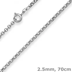 2,5mm Erbskette Silberkette Collier Halskette aus 925 Silber rhodiniert 70cm