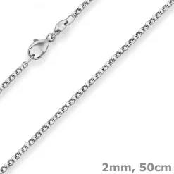 2mm Erbskette Silberkette Collier Halskette aus 925 Silber rhodiniert 50cm