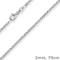 2mm Erbskette Silberkette Collier Halskette aus 925 Silber rhodiniert 70cm