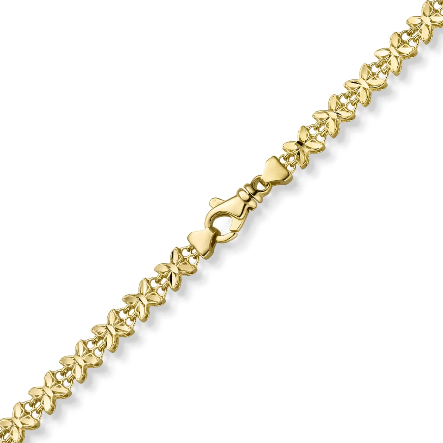 5mm Fantasie Armband Armkette Schmetterlinge aus 585 Gold Gelbgold 21cm