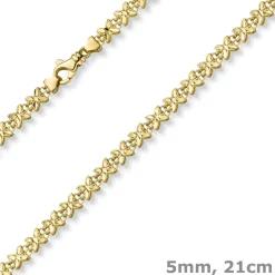 5mm Fantasie Armband Armkette Schmetterlinge aus 585 Gold Gelbgold 21cm