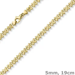5mm Fantasie Armband Armkette Schmetterlinge aus 585 Gold Gelbgold 19cm