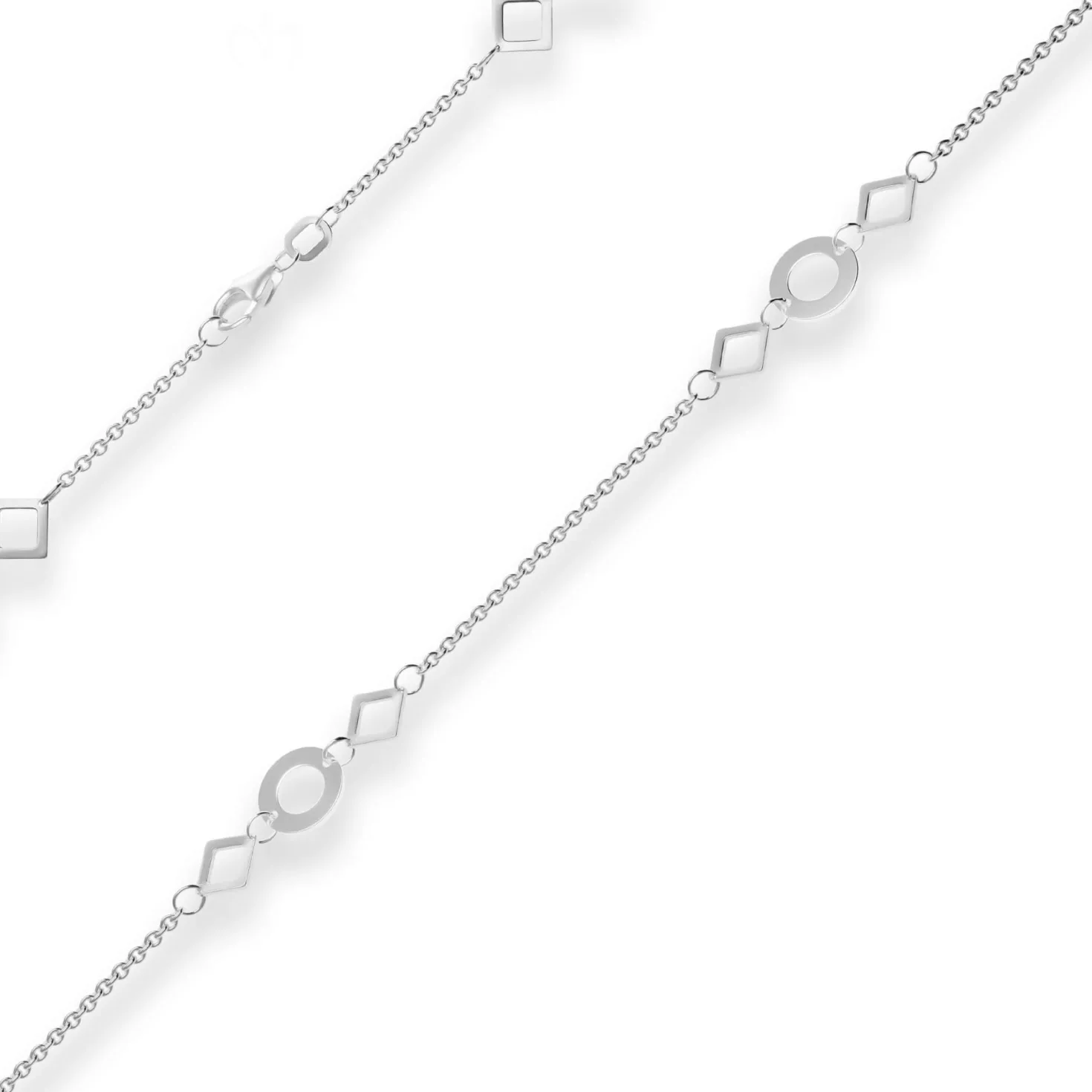 1,2mm Fantasiekette Collier Kreise und Rauten Halskette aus 925 Silber 60cm