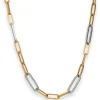 7mm Fantasiekette Collier Paper-Clip Halskette aus 585 Gold gelb/weiß 45cm