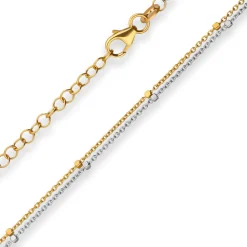 1,4mm Fantasiekette Goldkette Collier Halskette aus 585 Gold gelb/weiß 42cm