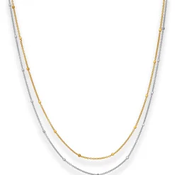 1,4mm Fantasiekette Goldkette Collier Halskette aus 585 Gold gelb/weiß 42cm