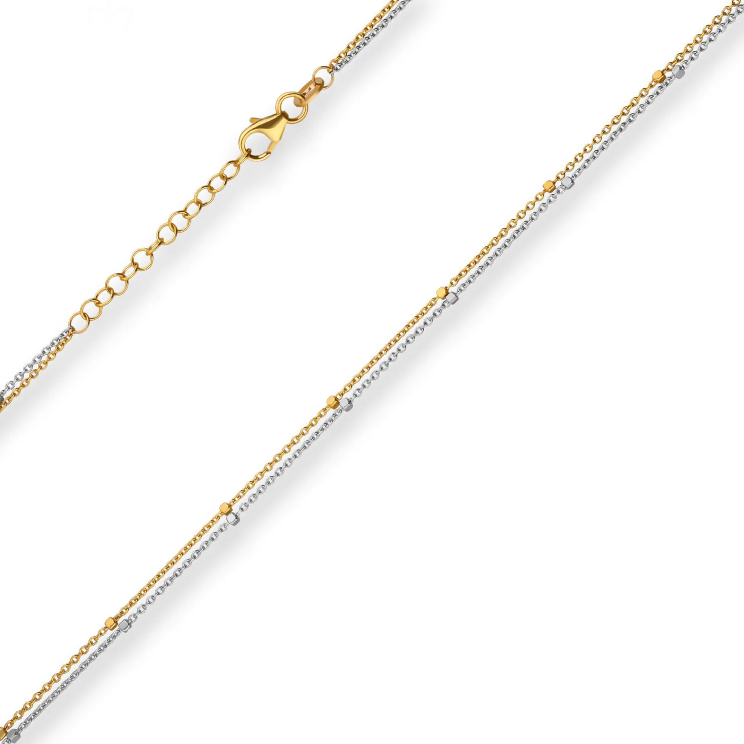 1,4mm Fantasiekette Goldkette Collier Halskette aus 585 Gold gelb/weiß 42cm