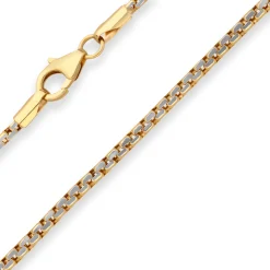 2,5mm Fantasiekette Goldkette Collier Halskette aus 585 Gold gelb/weiß 42cm