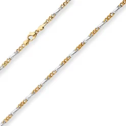 4,2mm Fantasiekette Goldkette Collier Halskette aus 585 Gold gelb/weiß 45cm
