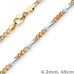 4,2mm Fantasiekette Goldkette Collier Halskette aus 585 Gold gelb/weiß 45cm