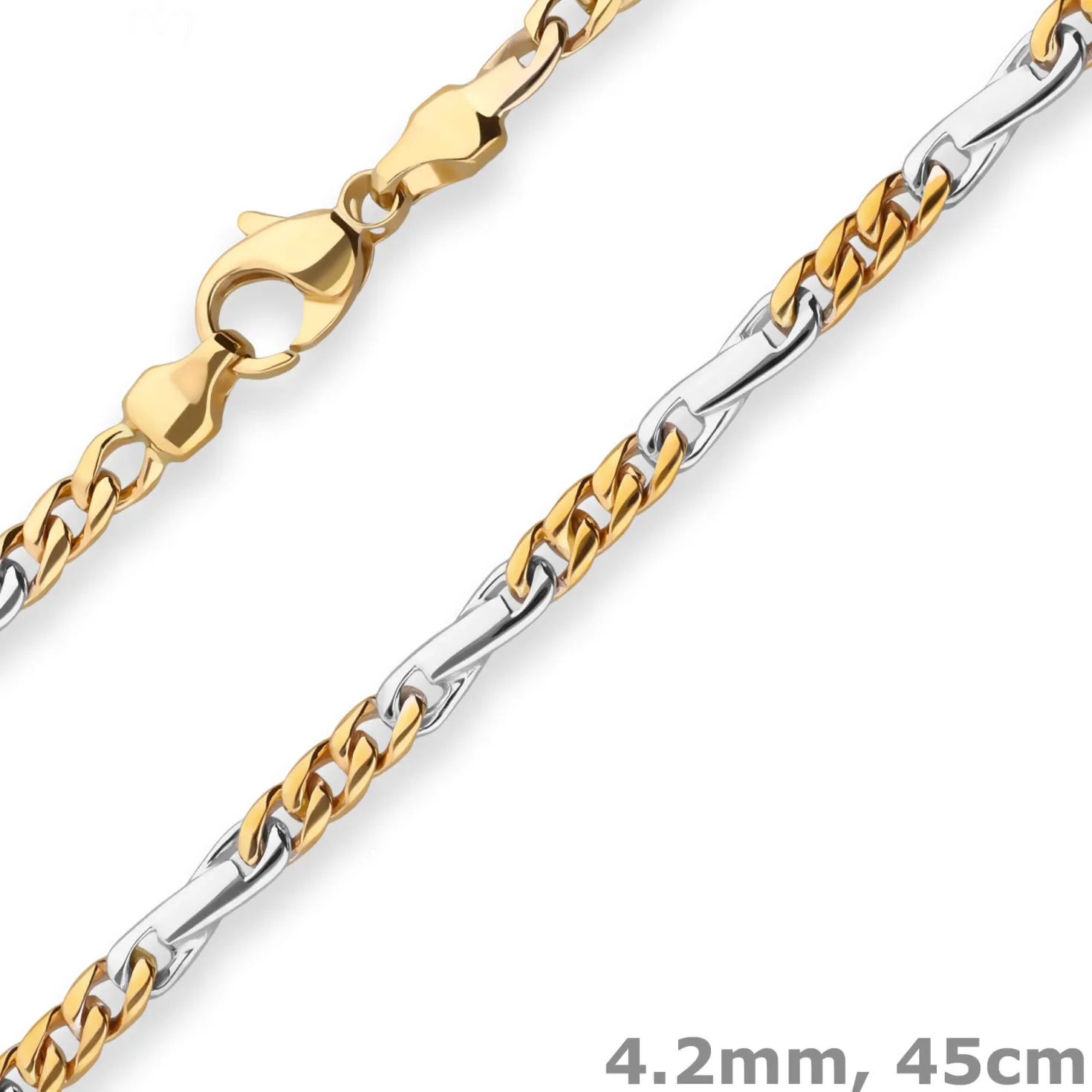 4,2mm Fantasiekette Goldkette Collier Halskette aus 585 Gold gelb/weiß 45cm