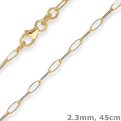 2,3mm Fantasiekette Goldkette Collier Halskette aus 375 Gold gelb/weiß 45cm