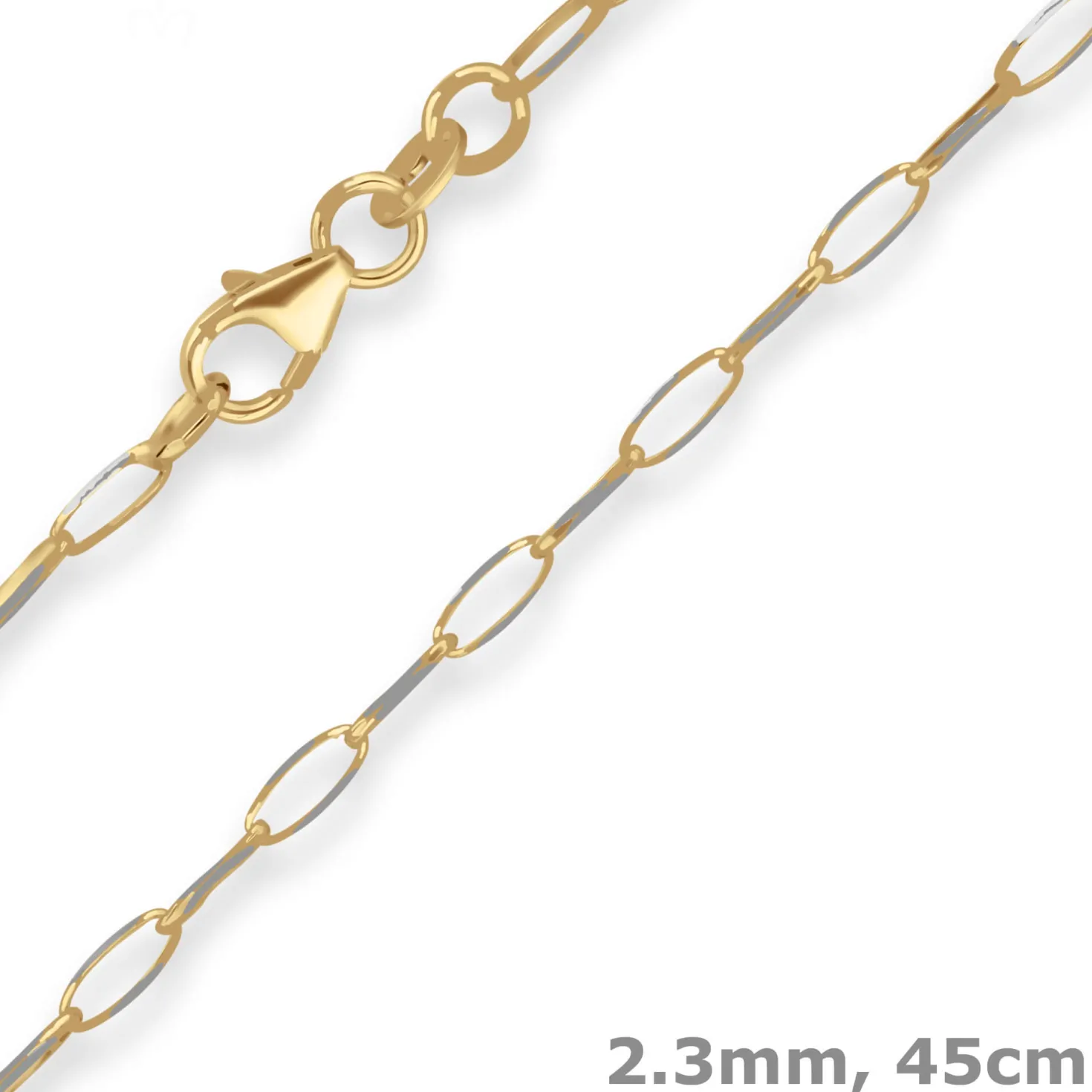 2,3mm Fantasiekette Goldkette Collier Halskette aus 375 Gold gelb/weiß 45cm