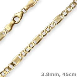 3,8mm Fantasiekette Goldkette Collier Halskette aus 333 Gold Gelbgold 45cm