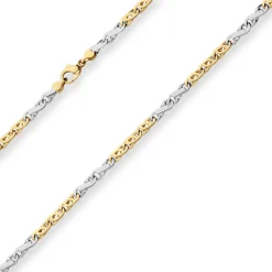 3,7mm Fantasiekette Goldkette Collier Halskette aus 585 Gold gelb/weiß 50cm