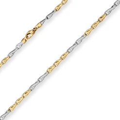 3,7mm Fantasiekette Goldkette Collier Halskette aus 585 Gold gelb/weiß 50cm