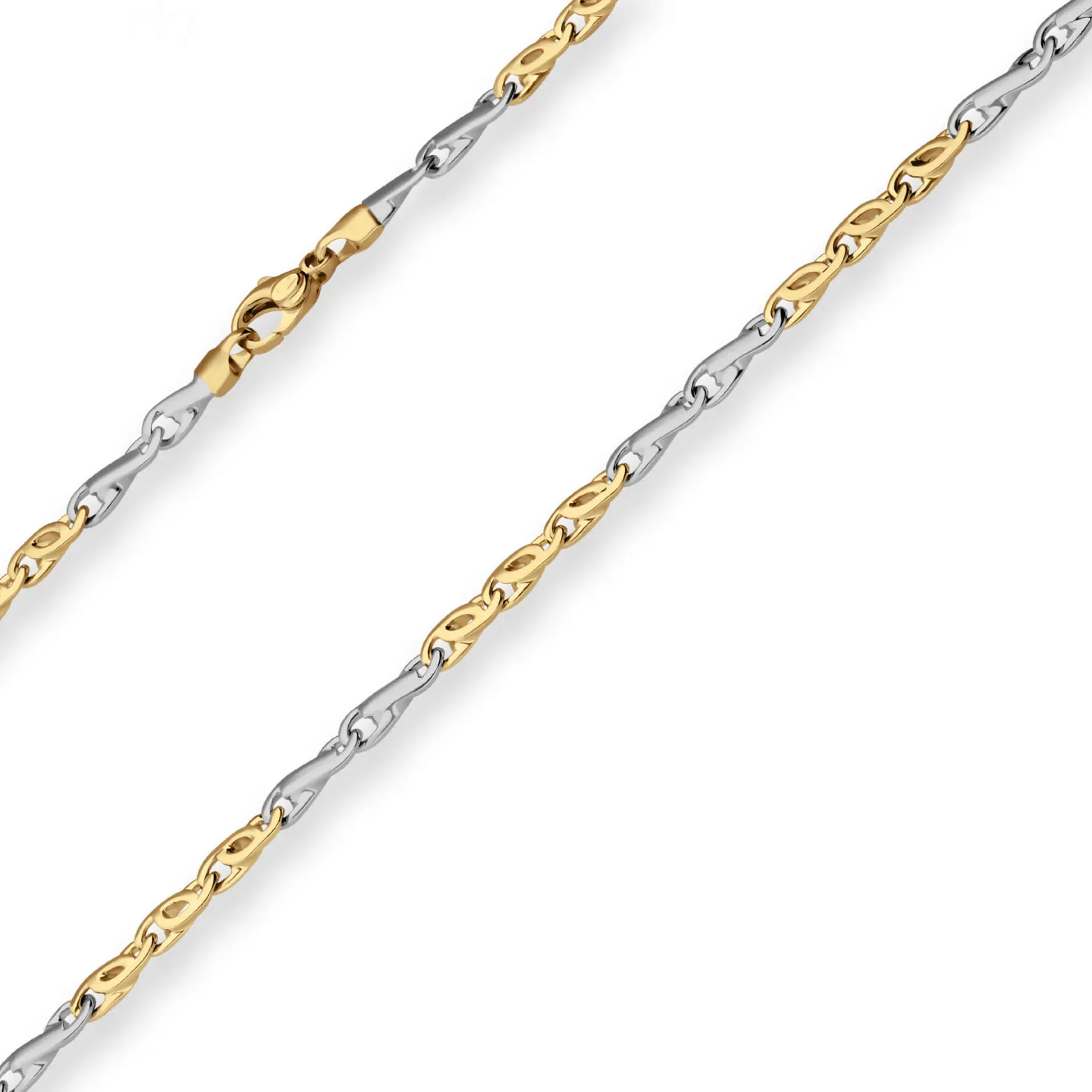 3,7mm Fantasiekette Goldkette Collier Halskette aus 585 Gold gelb/weiß 50cm