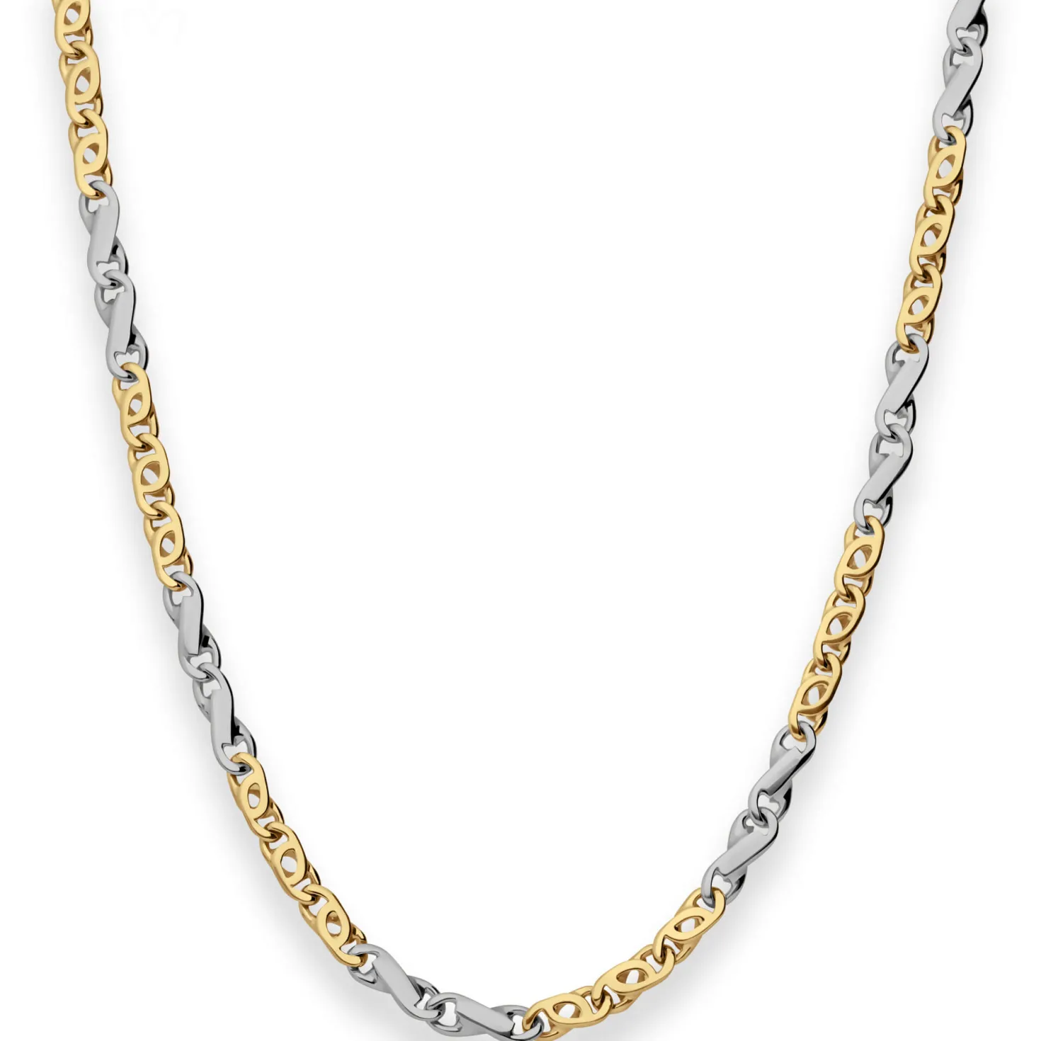 3,7mm Fantasiekette Goldkette Collier Halskette aus 585 Gold gelb/weiß 50cm