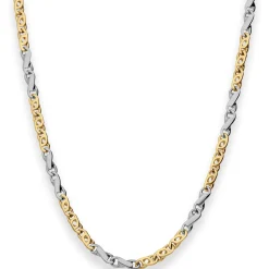 3,7mm Fantasiekette Goldkette Collier Halskette aus 375 Gold gelb/weiß 45cm