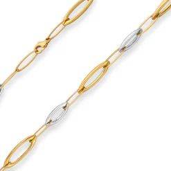 8mm Fantasiekette Goldkette Collier Halskette aus 585 Gold gelb/weiß 45cm