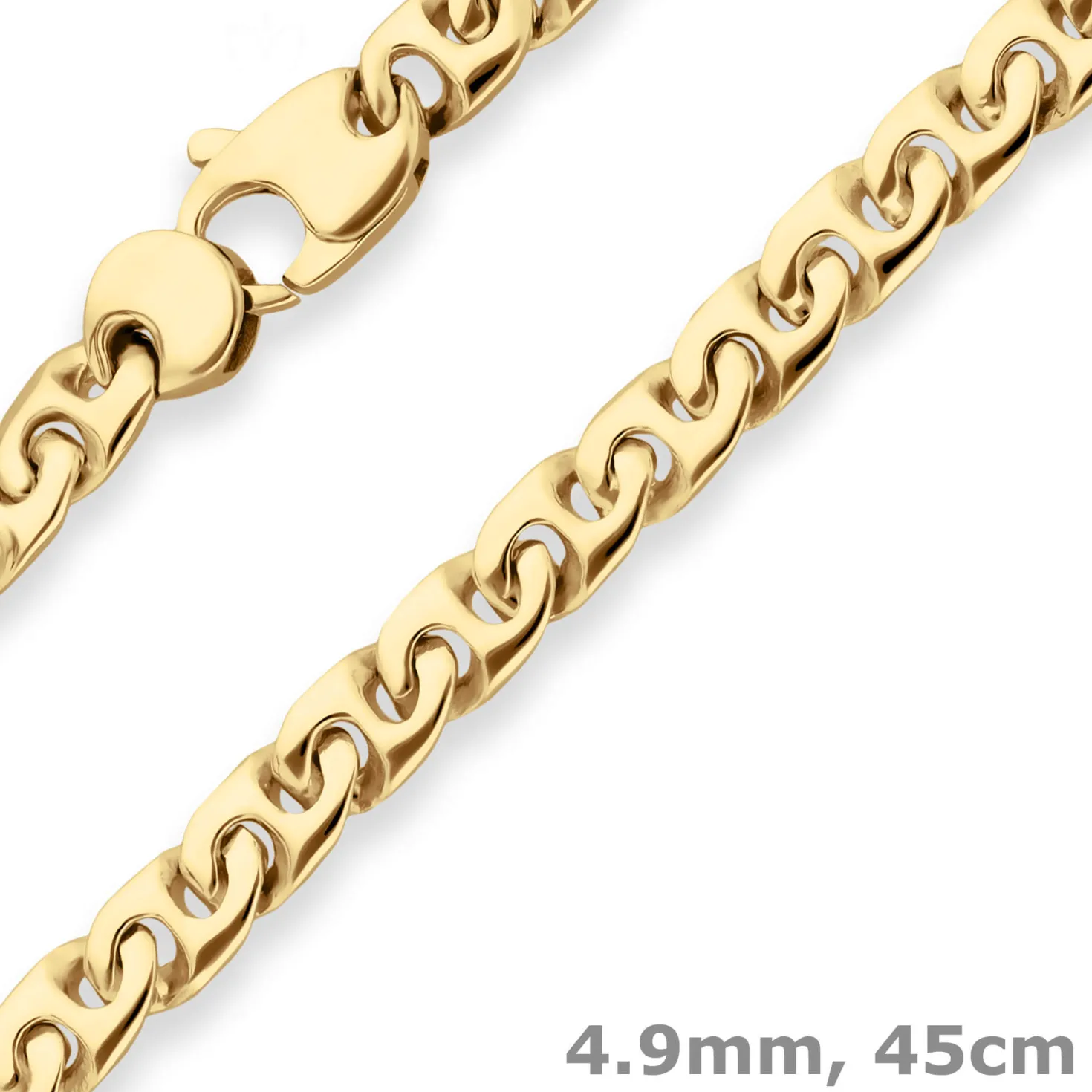 4,9mm Fantasiekette Goldkette Collier Halskette aus 585 Gold Gelbgold 45cm