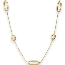 1,3mm Fantasiekette Goldkette Collier Ovale Halskette aus 750 Gold Gelbgold 45cm