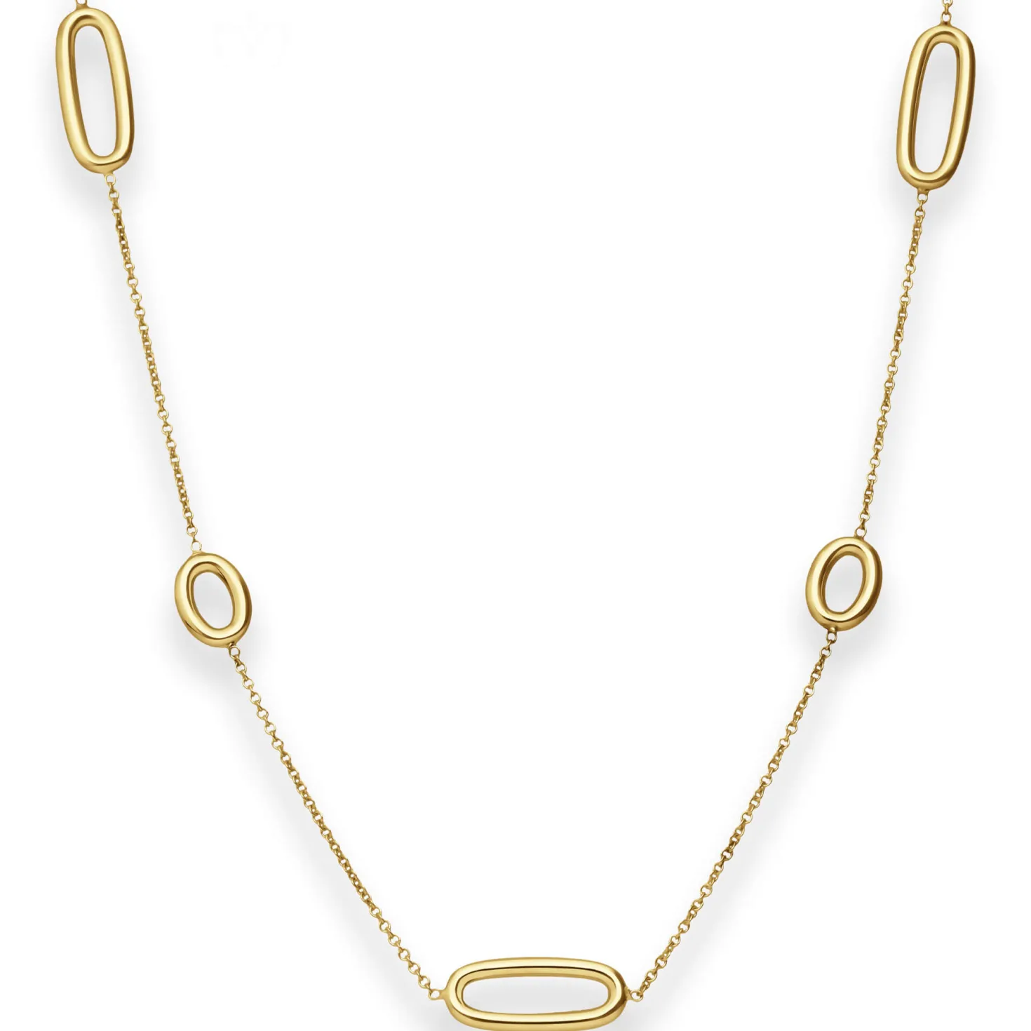 1,3mm Fantasiekette Goldkette Collier Ovale Halskette aus 750 Gold Gelbgold 45cm