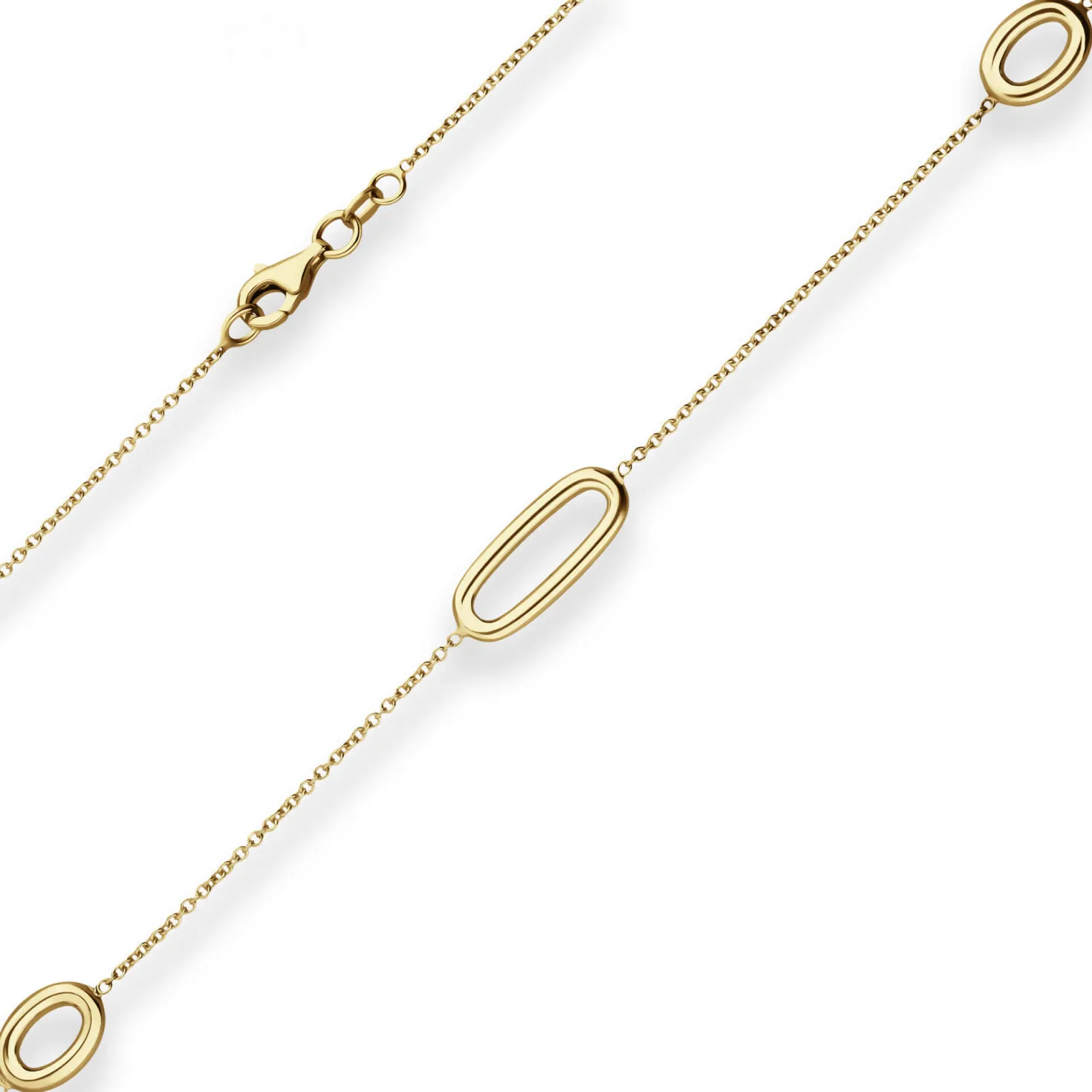 1,3mm Fantasiekette Goldkette Collier Ovale Halskette aus 585 Gold Gelbgold 45cm
