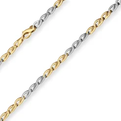 6,2mm Fantasiekette Kette Collier aus 585 Gold gelb/weiß matt-glänzend 45cm