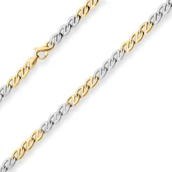 6,2mm Fantasiekette Kette Collier aus 585 Gold gelb/weiß matt-glänzend 45cm
