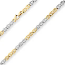 6,2mm Fantasiekette Kette Collier aus 585 Gold gelb/weiß matt-glänzend 45cm