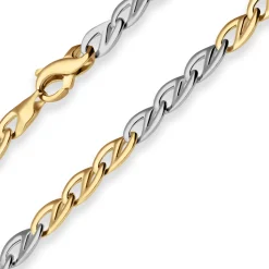 6,2mm Fantasiekette Kette Collier aus 585 Gold gelb/weiß matt-glänzend 45cm
