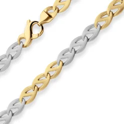 6,2mm Fantasiekette Kette Collier aus 585 Gold gelb/weiß matt-glänzend 45cm