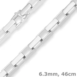 6,3mm Fantasiekette Silberkette Collier Halskette aus 925 Silber 46cm