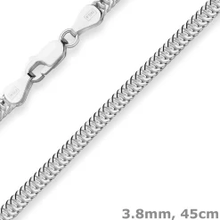 3,8mm Fantasiekette Silberkette Collier Halskette aus 925 Silber 45cm