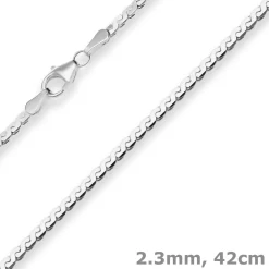 2,3mm Fantasiekette Silberkette Collier Halskette aus 925 Silber 42cm