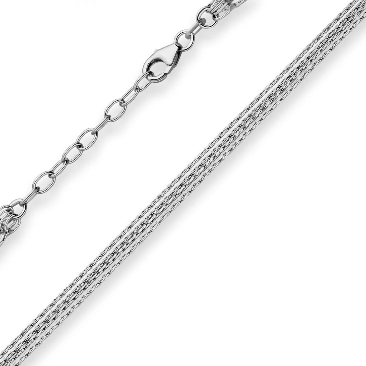 3,2mm Fantasiekette Silberkette Collier Halskette aus 925 Silber rhodiniert 42cm