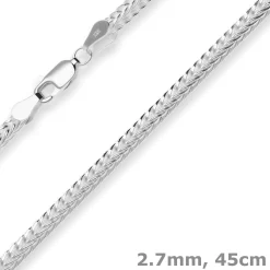 2,7mm Fantasiekette Silberkette Collier Halskette aus 925 Silber 45cm
