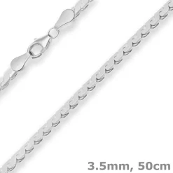 3,5mm Fantasiekette Silberkette Collier Halskette aus 925 Silber 50cm