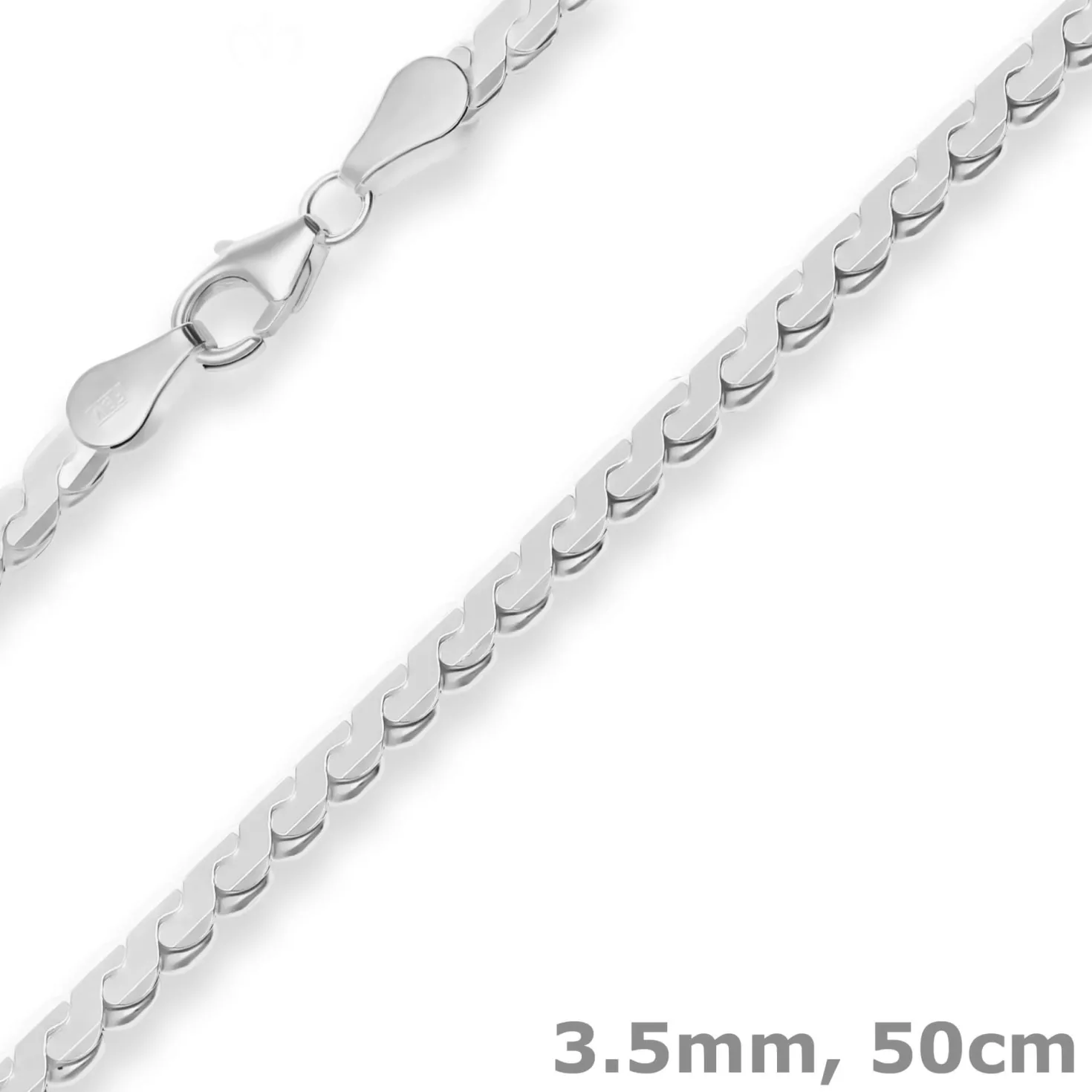 3,5mm Fantasiekette Silberkette Collier Halskette aus 925 Silber 50cm