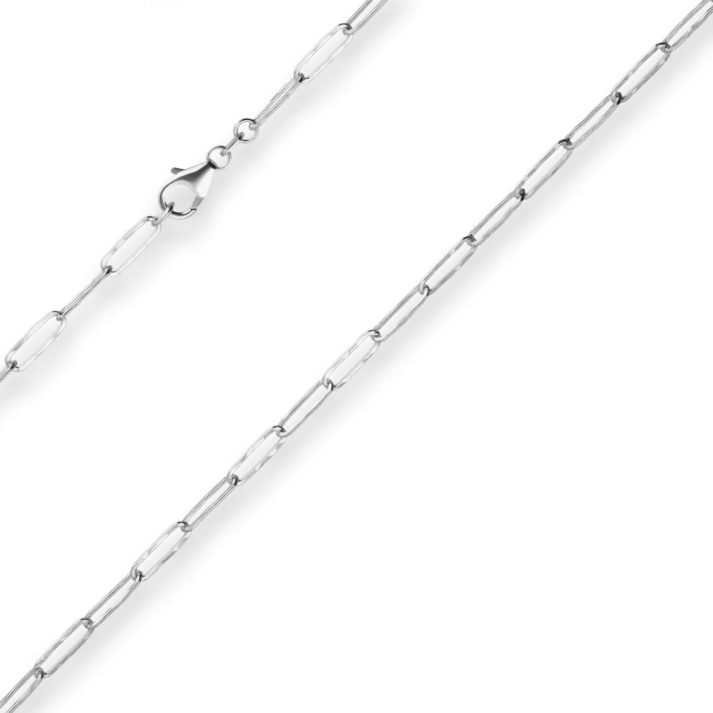 3,8mm Fantasiekette Silberkette Collier Paper-Clip Halskette aus 925 Silber 70cm