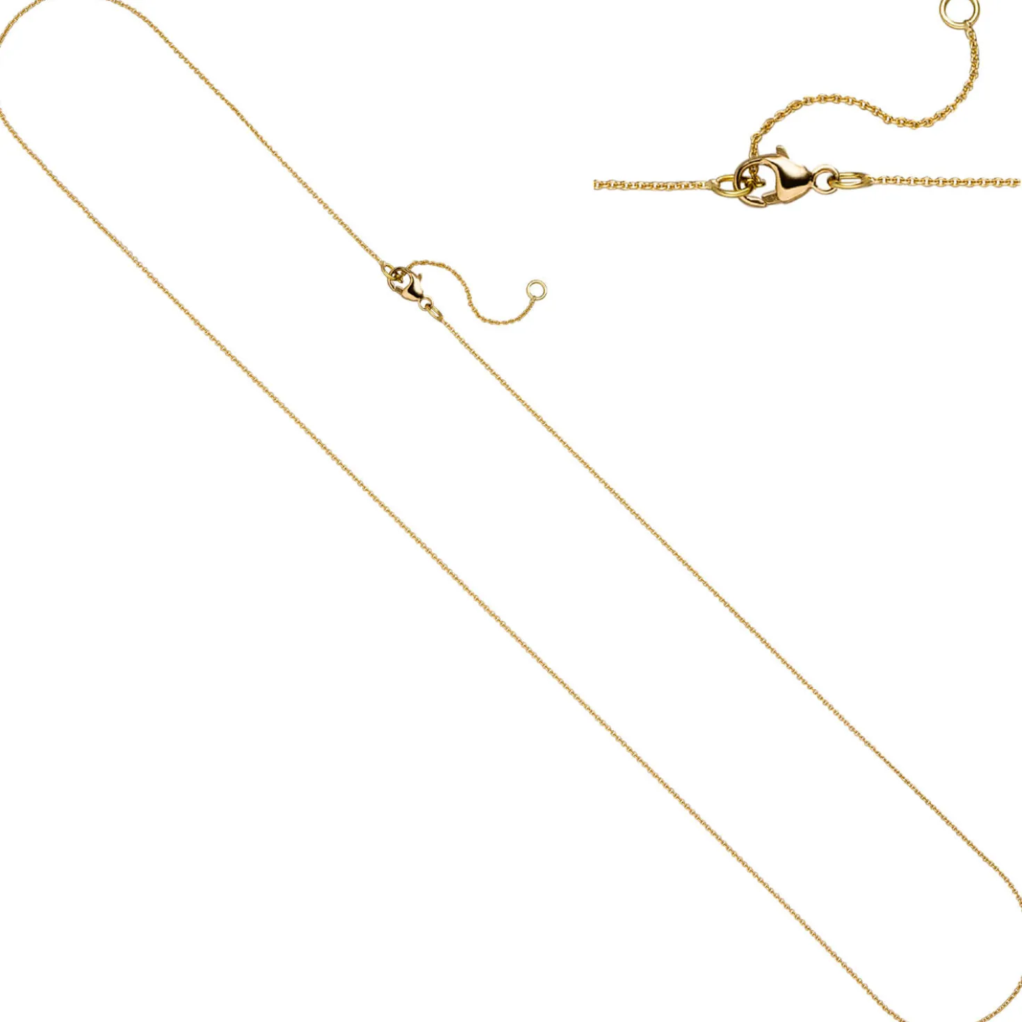 0,6mm feine Ankerkette Kette Halskette aus 750 Gold Gelbgold 42-45cm