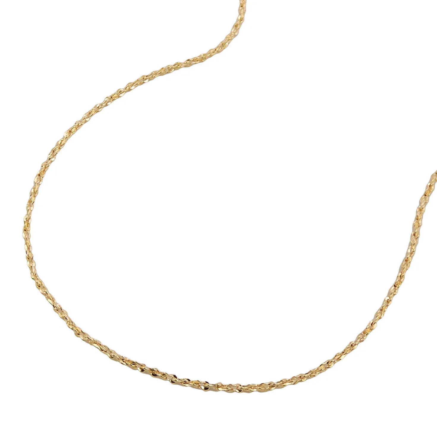 0,6mm feine Kette Phantasiekette Halsschmuck, 585 Gold Gelbgold, 45cm, Damen