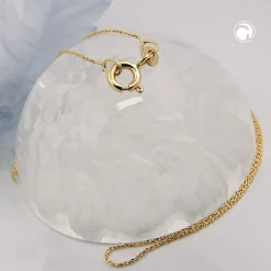 0,6mm feine Kette Phantasiekette Halsschmuck, 585 Gold Gelbgold, 45cm, Damen
