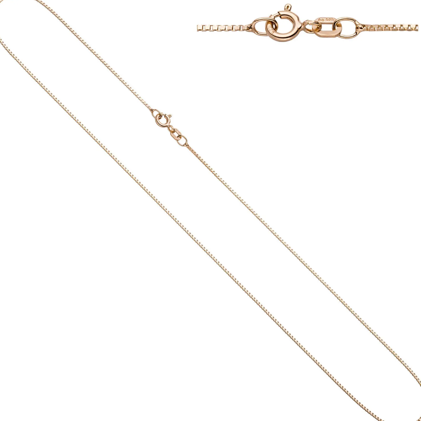 0,8mm feine Venezianerkette Kette Collier aus 925 Silber rotgold vergoldet 45cm