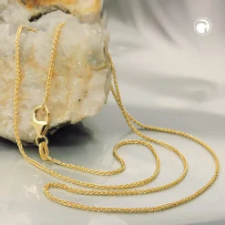 1,1mm feine Zopfkette Halskette aus 9Kt 375 Gold Gelbgold 45cm