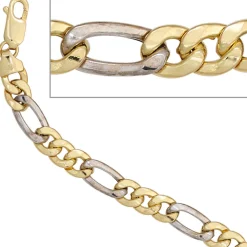5,7mm Figarokette Collier Kette 333 Gold Gelbgold Weißgold, 45cm