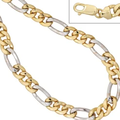 5,7mm Figarokette Collier Kette 333 Gold Gelbgold Weißgold, 45cm