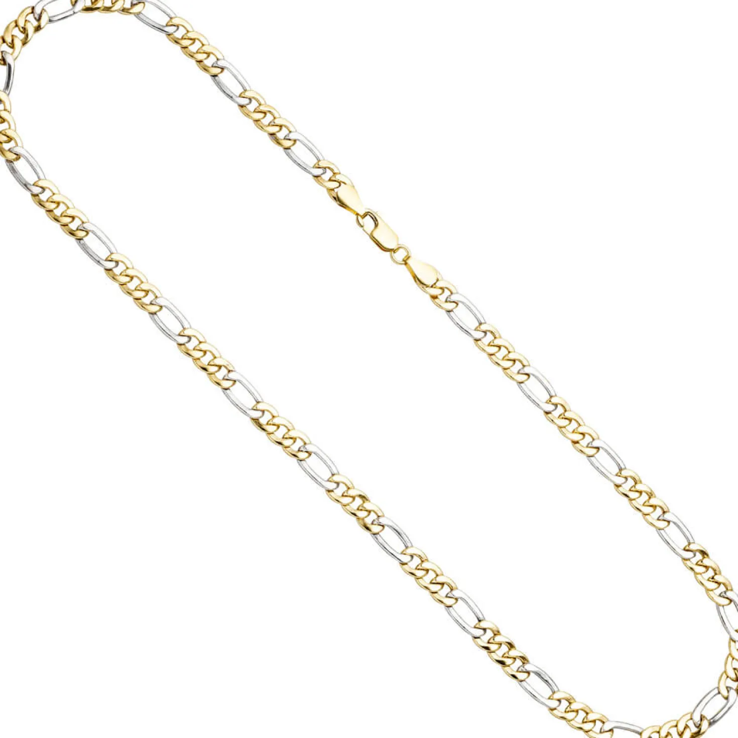 5,7mm Figarokette Collier Kette 333 Gold Gelbgold Weißgold, 45cm